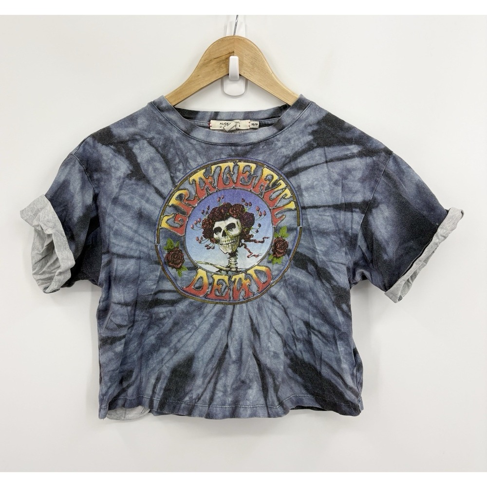 Alice + Olivia Grateful Dead Top Women XSmall Crop Tshirt Rock Tie Dye Festival